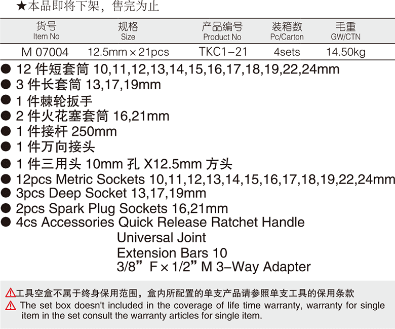 21件12.5mm系列公制套筒塑盒组套(1)