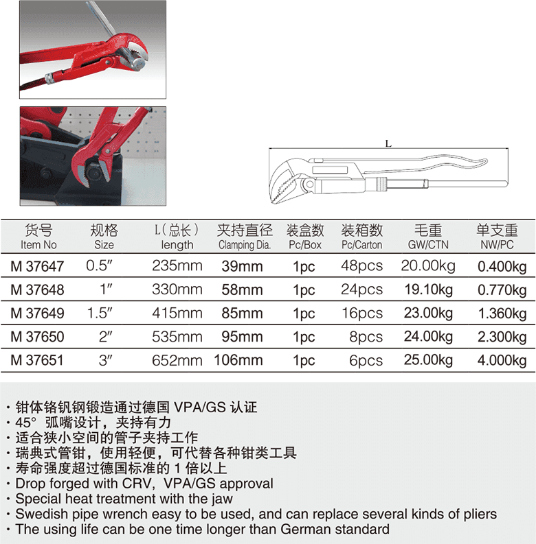 工业级45°弧嘴鹰嘴钳(图1)