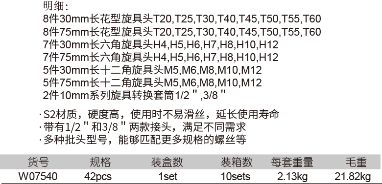 42件10mm系列批头组套(图1)