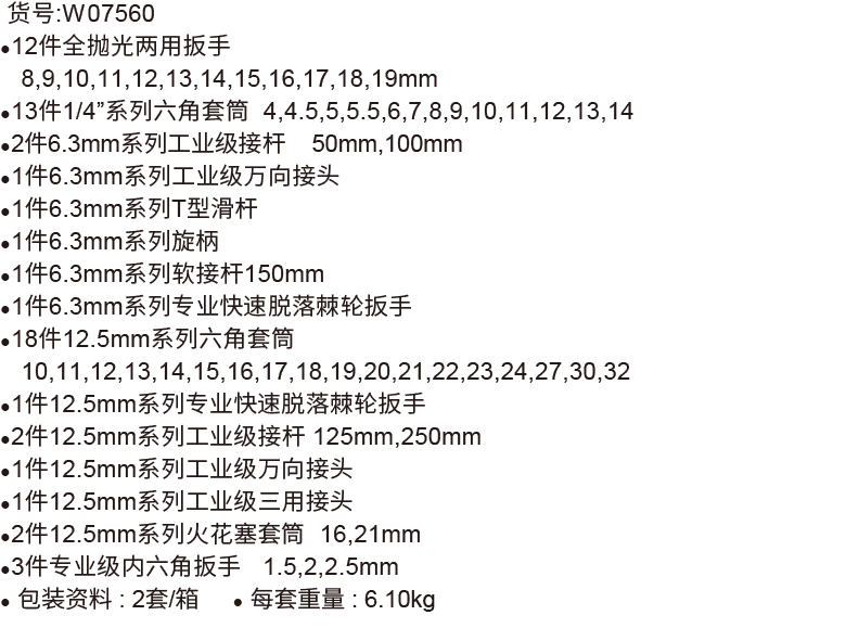 60件6.3mm+12.5mm系列汽车维修综合组套(1)