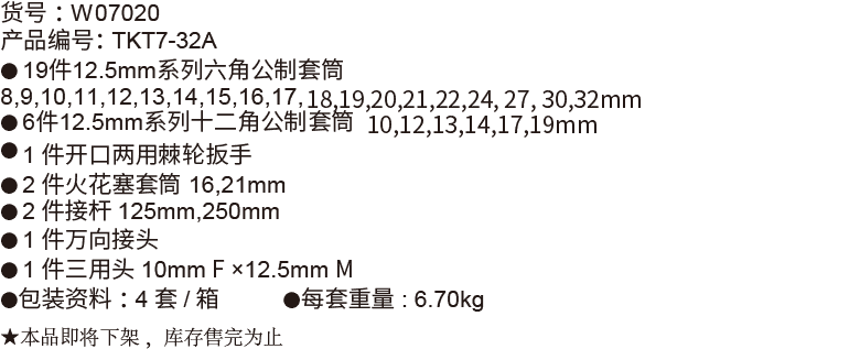 32件(C-A型)12.5mm系列公制套筒组套(1)